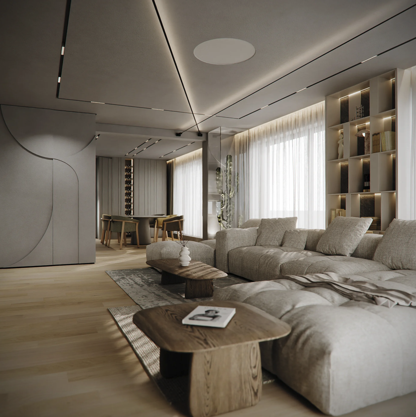 Interiér projektu Light and Shadow Apartment